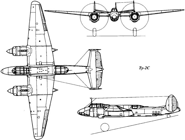 Ту-2 бомбардировщик чертеж