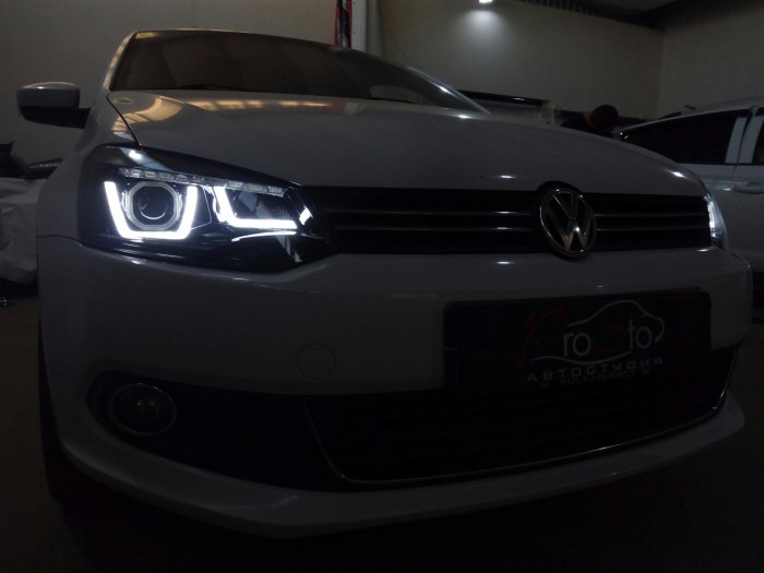 Led фары Фольксваген поло седан 2014