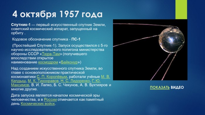 Первый искусственный Спутник земли СССР 1957