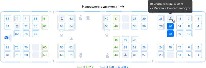 Ласточка 4 вагон расположение мест