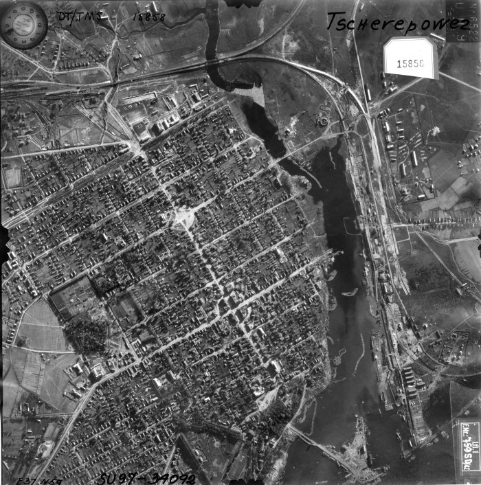 Немецкая аэрофотосъемка Череповца 1942 года
