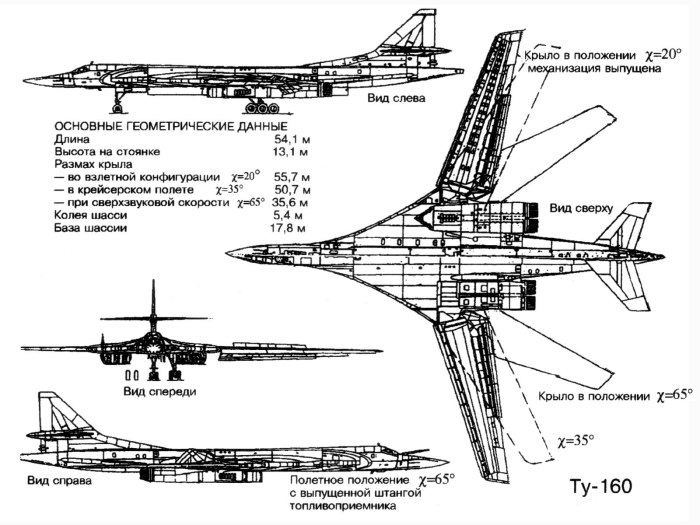 Компоновочная схема самолета ту-160