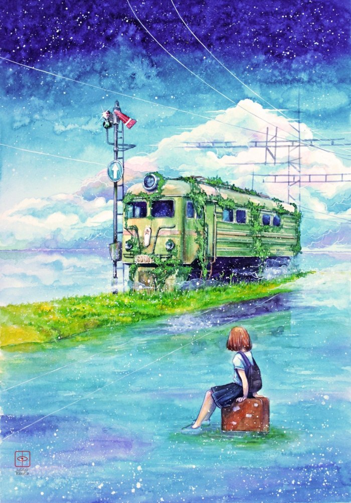Хаяо Миядзаки акварель