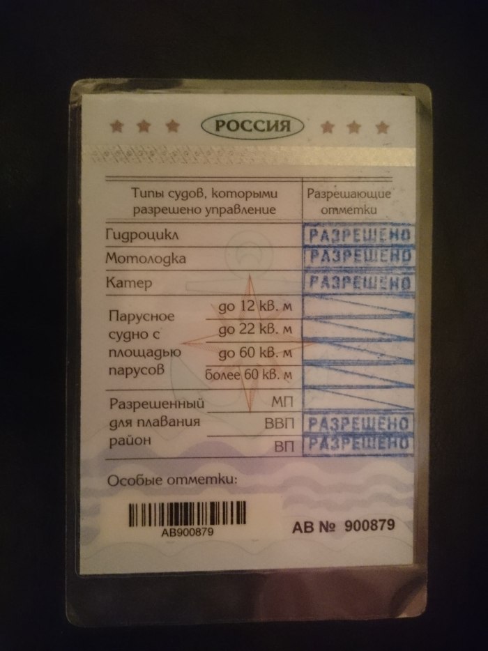 Права на управление маломерным судном