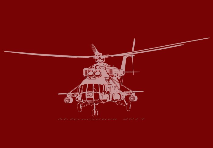 Наклейка вертолет ми-8