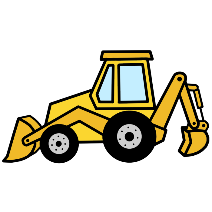 Желтый трактор JCB С ковшом
