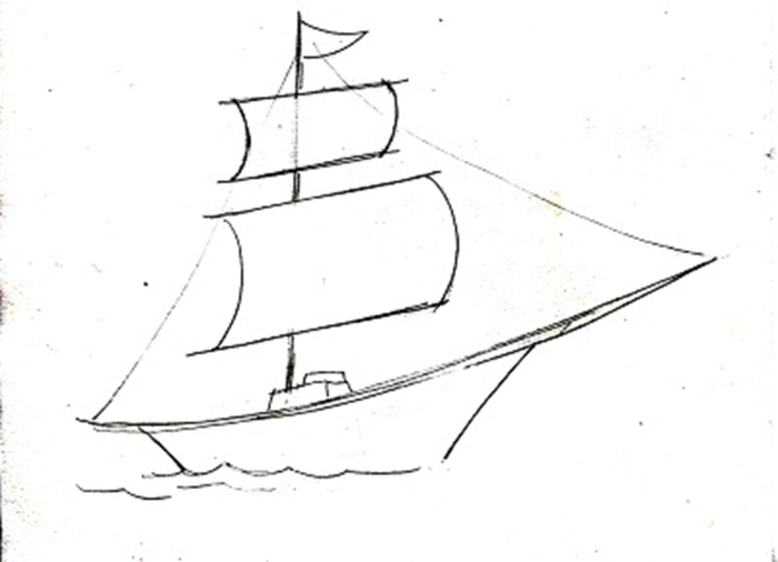Парусник рисунок карандашом