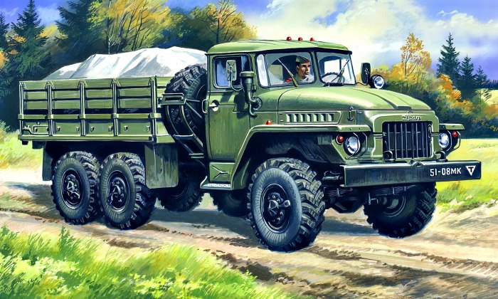 72711 ICM Урал 375д , армейский грузовой автомобиль