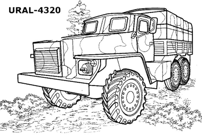 Военный Урал 4320 раскраска