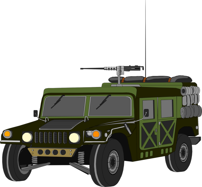 Военная машина на прозрачном фоне