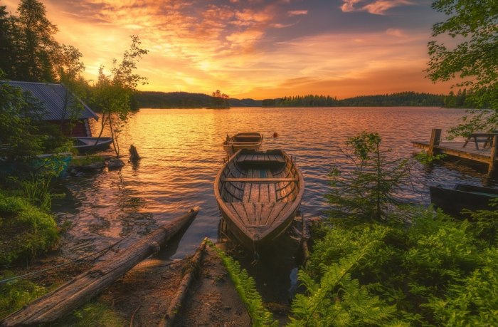 Природа лес река лодка