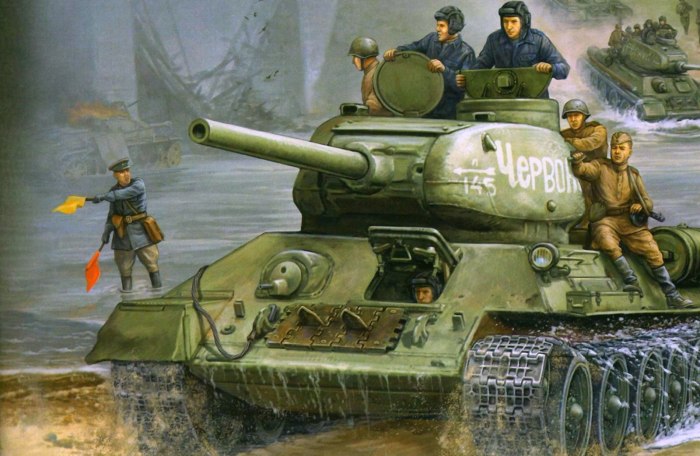 Танк т-34 с танкистом