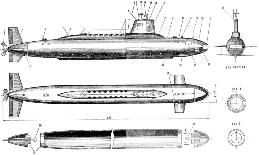 Ризино мотрная модель подводной лодки