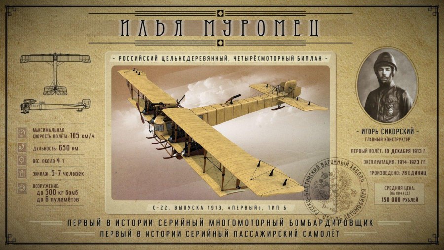 Первый пассажирский самолет Илья Муромец