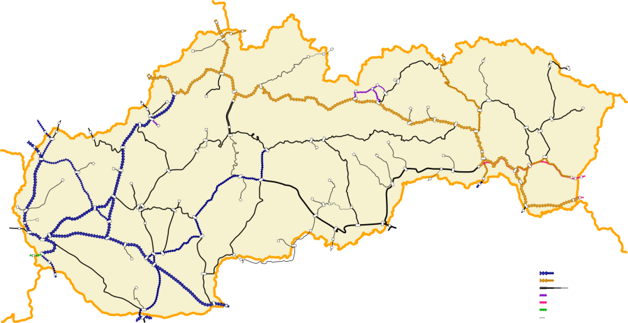 Железные дороги Словакии карта