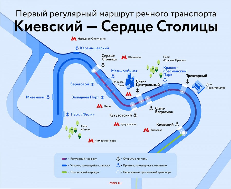 Маршруты речных трамваев в Москве 2023