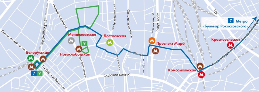 Маршрут трамвая 7 в Москве с остановками