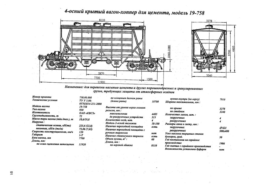 Вагон для перевозки цемент 19-758