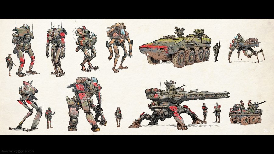 Шагоход арт Sci Fi