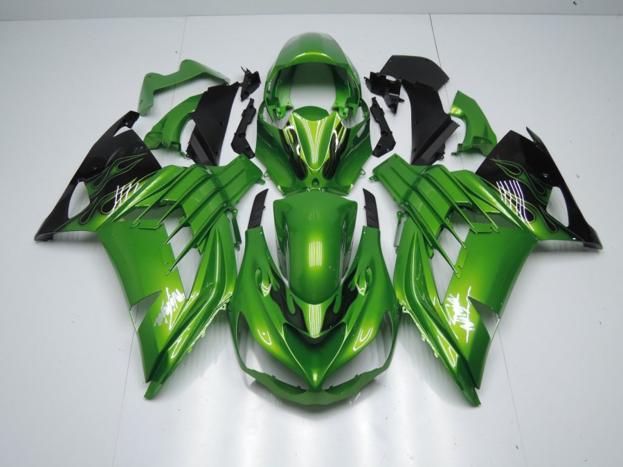 Кавасаки zx14r черный зеленое пламя